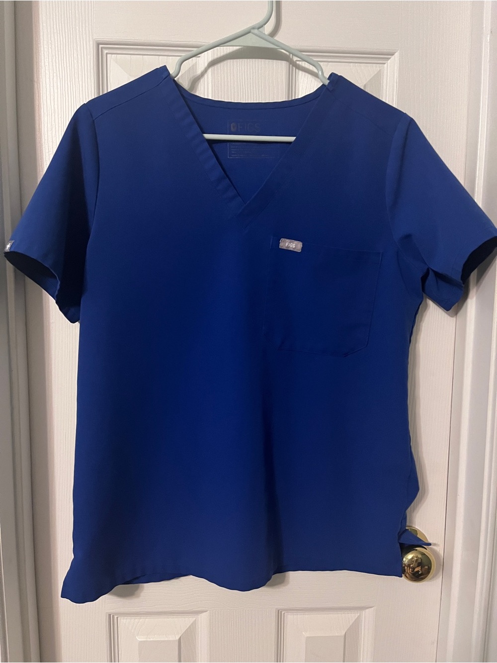 Figs Women's Catarina V-Neck Scrub Top in Electric Blue